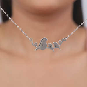 Personalised <b>Silver</b> Birdie Initial <b>Necklace</b> 14K Gold with Rhodium Plating Trendy Rose Gold and <b>Diamond</b> for Engagement - Product Image 3