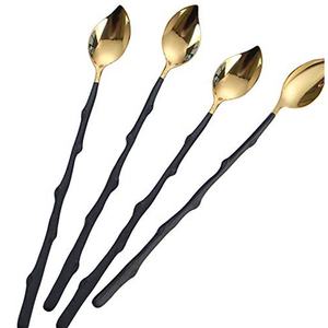 Ensemble exclusif de cuillères à soda en acier inoxydable à poignée design brindille Ensemble de cuillères à soda en métal poli miroir doré - Product Image 1
