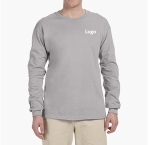 Wholesale Heavyweight T-Shirt 100% Cotton Customized <b>Cheap</b> High Quality Men's T-Shirt Long Sleeve Blank Solid Color Tee - Product Image 2