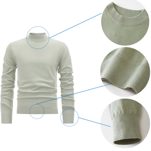 Pull à col roulé pour homme en gros, chaud, coupe ajustée, respirant, tricoté, couleur unie, style décontracté - Product Image 4
