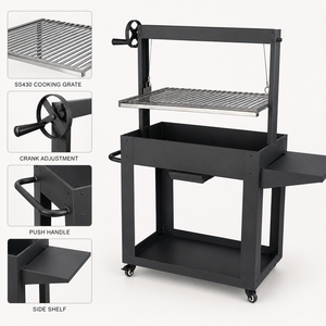 Grill à charbon Santa <span class=keywords><strong>Maria</strong></span> certifié ETL CE GS avec système de levage à manivelle et chaîne, gril argentin SS430, vente en gros OEM - Product Image 2