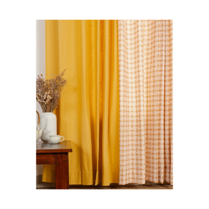 Rideau de salon demi-blanc à expédition rapide 140x260cm 240 GSM en coton crème traditionnel à motif floral vert avec pompons pour centres de villégiature et spas - Product Image 4