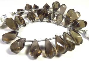 ลูกปัดพลอยควอทซ์สีน้ำตาลควันธรรมชาติ8เส้นบิดเป็นก้อนขนาด11-16มม. ลูกปัด Briolette แฟนซี25ชิ้น - Product Image 4