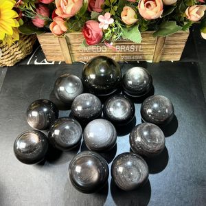 High Quality Natural Silver Obsidian <b>Sphere</b> Factory Wholesale Polished Obsidian Stone Ball for Home Decoration and Souvenir Use - Product Image 6