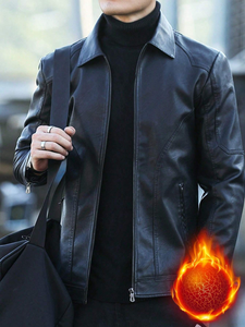 Veste en cuir Boxy personnalisée pour hommes Veste à fermeture éclair lourde Grande taille Streetwear Logo personnalisé Veste pour homme usine - Product Image 4