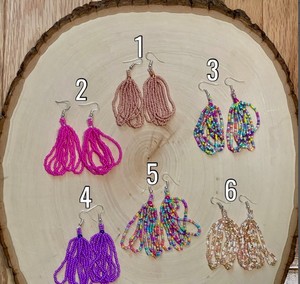Luxury Mexican Beaded Earrings <b>Emerald</b> Green Beaded Tassel Earrings - Product Image 1