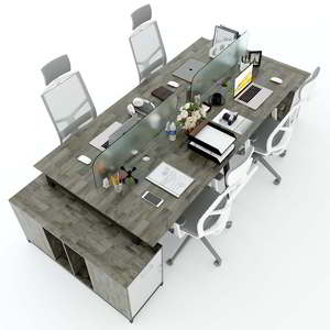 Mesa de Centro Contemporánea de 4 Patas con Gabinete 120x300cm, Fabricada en Madera de Caucho PLY, Patas de Montaje HBPL022 para Muebles de Oficina - Product Image 2