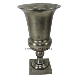 Look accrocheur Unique Floral Designer couleur argent brillant poli aluminium coulé Table de mariage pièce maîtresse trompette Vase - Product Image 3