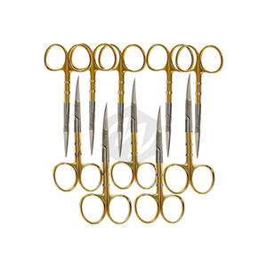 กรรไกรผ่าตัดแบบโค้งตรงขนาด 4.5 นิ้ว สีทอง ยี่ห้อ Supercut ผลิตจากเหล็กกล้าไร้สนิมเยอรมัน สำหรับงานผ่าตัด - Product Image 1