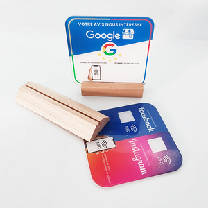 Personnalisé 100mm/120mm Acrylique NFC Tap Card Autocollant D'affichage Réutilisable Logo Imprimé Restaurant Menu Stand <span class=keywords><strong>Google</strong></span> Hotels 13.56MHz - Product Image 4