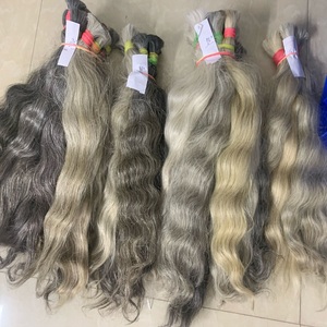 EXTENSIONES DE CABELLO GRIS CRUDO SIN PROCESAR CABELLO DEL TEMPLO INDIO ALTA CALIDAD PRECIOS BARATOS DE FÁBRICA DEL SUR DE LA INDIA - Product Image 1