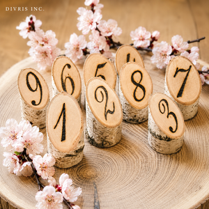 DIVRIS DR-2340 Wooden Rectangle <b>Table</b> Number Stands Rustic Handmade for Restaurant and Wedding Decoration - Product Image 2