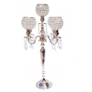 Candelabro de 5 brazos con forma de globo de cristal para decoración del hogar, candelabro de mesa decorativo para boda hecho a mano con cuentas de cristal - Product Image 1