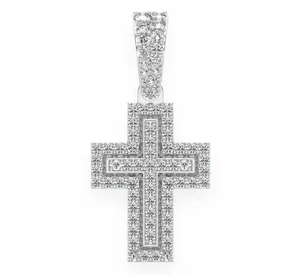 New Iced out Hip hop Cross Pendant High Quality Lab Grown Diamond Bling Cross Charms Necklace Trendy Wholesale Religious Pendant