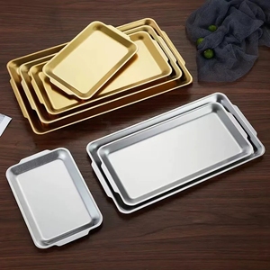 Bandejas de Servicio Personalizadas de Acero Inoxidable, Platos Rectangulares para Servir Alimentos, Platos Metálicos para Cocina y Buffet - Product Image 4