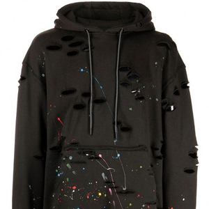 Sweat à capuche vieilli personnalisé sans ficelle polaire vierge Vintage double couche lavage à l'acide sweats à capuche pour hommes - Product Image 5