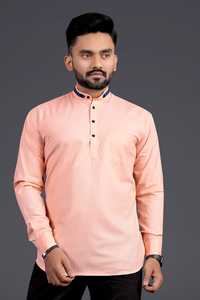 Kurta traditionnel pour homme en coton lourd à grosses fibres avec de nombreux coloris vifs, poche poitrine à 3 boutons - Product Image 6