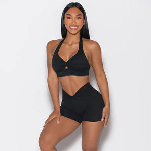 เซ็ตบราและกางเกงขาสั้นสำหรับผู้หญิงชุดออกกำลังกายเล่นยิมระบายอากาศได้ชุด2ชิ้นสำหรับชายหาดฤดูร้อนโลโก้ออกแบบได้ตามต้องการ - Product Image 1