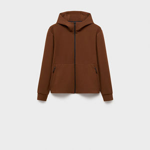 Men Hooded <b>Zip</b> Up Sweatshirt 100% Cotton French Terry Regular Fit Solid <b>Brown</b> Casual Autumn Wear Bulk OEM Clothing Manufacturer - Product Image 2