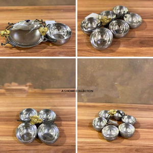 Plateau en marbre blanc support en aluminium doré bol à noix sèches Calla Lily Design vente chaude et bol de haute qualité paires de 3 - Product Image 5