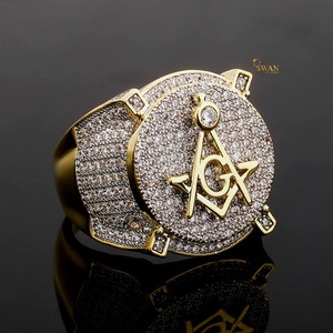 Elegant 10K Solid Gold Moissanite Diamond Masonic Symbol <b>Ring</b> <b>Iced</b> Out Hip Hop Statement Jewelry Unique Gift for Men - Product Image 3