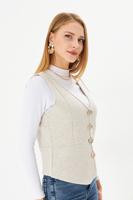 Chaleco de punto de lana y algodón con cuello en V informal para mujer Top con capucha abotonado elegante y cómodo con diseño de moda