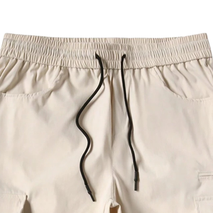 Pantalones Jogger Cargo Beige para Hombre, Cintura Elástica con Cordón, Múltiples Bolsillos, Estilo Casual, Utilitario, Pierna Recta, Pantalones de Trabajo, Ropa para Exteriores - Product Image 5