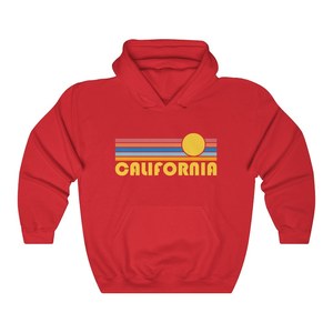 Sudadera con capucha Retro California Sunset, sudadera unisex de mezcla de algodón - Product Image 3