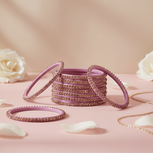 Mauve Classic <b>Crystal</b> Rhinestone <b>Women's</b> Fashion Bangles Set of 2 Zinc Alloy Gift - Product Image 3
