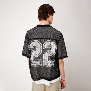 Quick Dry Mesh Football Jersey <b>Men</b> Oversized Cropped Fit Boxy T Shirts Printed Design Mesh <b>Crop</b> American Football Jersey - Product Image 3