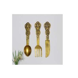Juego de Cubiertos de Latón chapado en oro antiguo Cubiertos de mango de diseño de extremo en relieve de lujo de alta calidad - Product Image 1