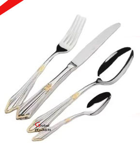 Juego de cubiertos con acabado plateado de acero inoxidable de aspecto moderno para restaurante y bar de hotel - Product Image 1