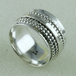 Wostu — bague Spinner en argent massif 925, anneau à Spinner fait à la main en inde, 5 bandes - Product Image 4