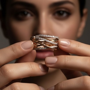 Bague de mariage classique sur mesure haut de gamme en or rose 18 carats avec diamant naturel rond de grande taille pour femme, idéale pour les fêtes - Product Image 3