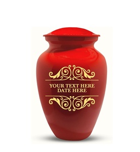Customizable Modern Adult Metal Cremation Urn Personalized Brass Headstone Shape with Name <b>Date</b> Engraving <b>Red</b> Custom Size - Product Image 4
