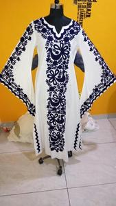 Classic Retro <b>Style</b> Vintage Look Women Summer Cotton Chain Stitch Suzani Floral Embroidered Beach Wear Coverup <b>Kaftan</b> <b>Dress</b> - Product Image 5