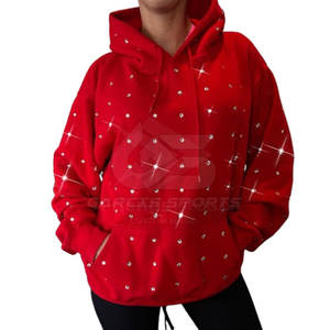 Sweat à capuche en coton mélangé avec des strass pour hommes, design de streetwear à détails étincelants, parfait pour la fête ou un look décontracté - Product Image 6