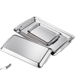 Bandeja DE SERVICIO DE ACERO INOXIDABLE plateada con acabado pulido de espejo Serveware moderno para hoteles y restaurantes - Product Image 1