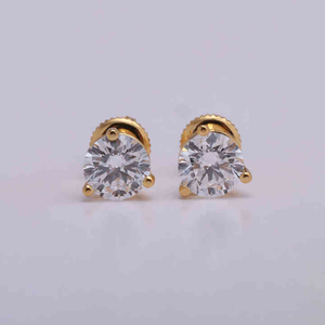Boucles d'oreilles clous en or jaune massif 14 carats avec diamants CVD taille ronde 2TCW, sertissage Martini, cadeau pour femme - Product Image 1