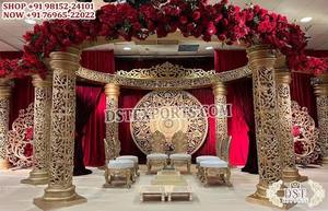 Dernier Kanyadanam Mandapam pour les mariages du sud de l'Inde Magnifique mariage Mandap Design Royal Fusion Wedding Mandap Cum Stage Setup - Product Image 5