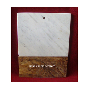 Tabla de cortar de mármol y madera blanca hecha a mano con un estilo increíble de tabla de cortar de mármol blanco liso con Decoración de cocina - Product Image 1
