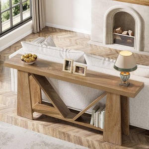 Table console en bois style farmhouse à 2 niveaux - Product Image 3