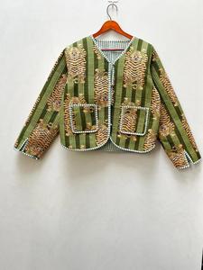 เสื้อโค้ทผ้าทอสไตล์โบโฮสำหรับผู้หญิงแจ็คเก็ตบุนวมพิมพ์ลายเสือพร้อมกระดุมปักลำลองของขวัญวันหยุดฤดูหนาว - Product Image 6