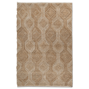 Tapis en jute et chanvre à motif géométrique beige-brun Nomadic Threads PDJT-225, tissage plat, pour la maison, la chambre, le salon, le couloir, forme rectangulaire - Product Image 1