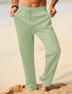 Tricoté toile hommes droit léger décontracté survêtement pantalon 2025 été plage élastique Yoga voyage Baggy - Product Image 2