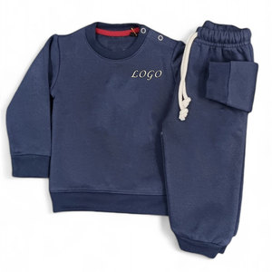Premium 100% algodón niños sudadera Jogger conjuntos personalizados de talla grande patrón sólido chándal para la primavera - Product Image 6