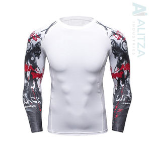 Rashguard MMA BJJ à manches longues respirant, design personnalisé, OEM avec votre logo, polyester/nylon - Product Image 5