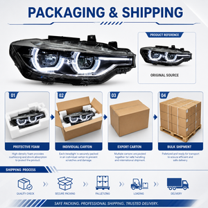 Fari a <span class=keywords><strong>LED</strong></span> BK per <span class=keywords><strong>BMW</strong></span> Serie 3 <span class=keywords><strong>F30</strong></span> F35 2012-2019, Gruppo Ottico 6000K con DRL, Indicatori di Direzione Sequenziali, Lente Proiettore, Aggiornamento Fari - Product Image 6