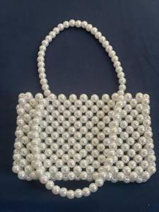 Ivory Pearl Beaded Handmade Modern Storage <b>Bag</b> | <b>Large</b> <b>Plastic</b> Wardrobe Shoulder <b>Bag</b> - Product Image 5