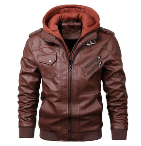 Chaqueta de cuero PU para Hombre | Abrigo clásico de motociclista | Abrigo de estilo bombardero vintage con logotipo personalizado para la moda de invierno - Product Image 1